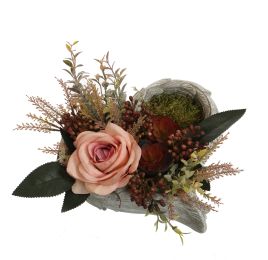 ROSE BERRY ARR IN HEART 22X15CM PINK