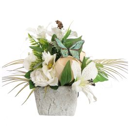 ROSE LILY ARR IN SQUARE PLANTER 22X40X30CM CREAM
