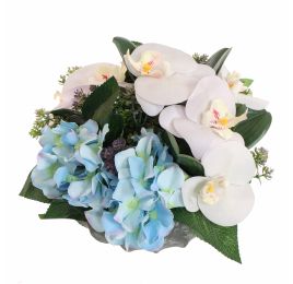 ORCHID HYDRANGEA ARR IN ROUND POT D30X21CM BLUE
