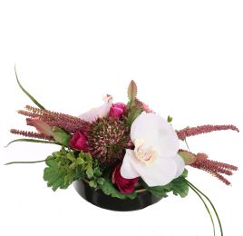 ROSE FOXTAIL ARR IN ROUND TRAY D30X15CM PURPLE