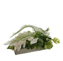 ORCHID ALLIUM ARR ON RECTANGLE PLANTER 40X15X18CM CREAM
