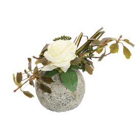 ROSE ARR IN CEMENT BALL D12,5X24CM CREAM