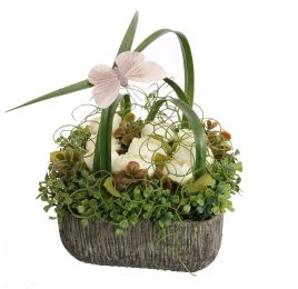 BUXUS RANUNCULUS ARR IN SQUARE PLANTER 23X23X33CM CREAM