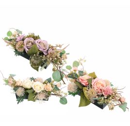 ROSE PROTEA ARR ON PLASTIC PLATE 45X15X16CM ASSORTED