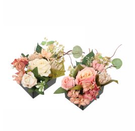 ROSE PROTEA ARR ON PLASTIC PLATE 30X15X16CM ASSORTED