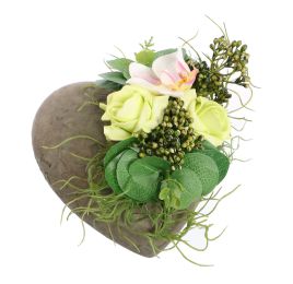 ROSE ORCHID ARR IN HEART PLANTER 16X12CM GREEN