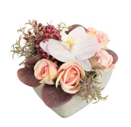 ROSE ORCHID ARR IN HEART POT 17X17X10CM BURGUNDY