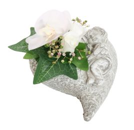 ROSE ORCHID ARR IN HEART LYING ANGEL 19X16X10CM CREAM