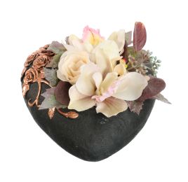 CYMBIDIUM ARR IN HEART PLANTER 18X18X11CM VANILLE