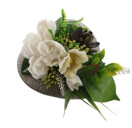OPEN ROSE SUCCULENT PICK ARR IN HEART PLANTER 17X17X13CM WHITE