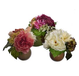 PEONY GERBERA IN VASE 25CM ASSORTED