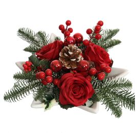 ROSE BERRY ARR IN STAR PLATE 35X18CM RED