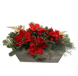 PIONSETTIA ARR IN RECTANGLE 35X20X20CM RED