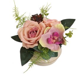 ROSE ORCHID ARR IN ROUND PLANTER D18X15CM PINK