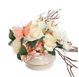 ROSE HYDRANGEA ARR IN ROUND POT 27X20X17CM PEACH