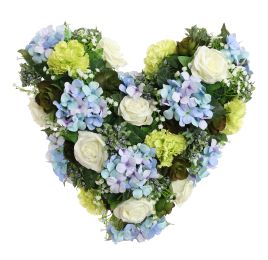CARNATION ROSE ARR ON HEART 50X50X15CM BLUE