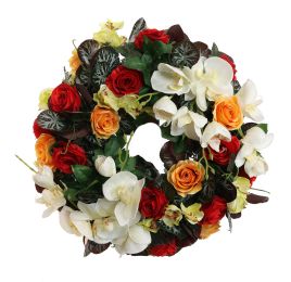 ROSE ORCHID ARR IN WREATH DIA45X15CM MIX