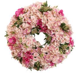 HYDRANGEA ORCHID ARR IN WREATH DIA50X18CM PINK