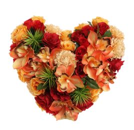 ROSE CYMBIDIUM ARR ON HEART 35X15CM ORANGE