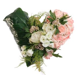 ROSE ARR ON HEARTH 30X17CM PEACH