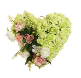 ROSE ARR ON HEARTH 25X14CM GREEN