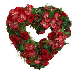 ROSE ARR ON HEART OPEN 60X15CM RED
