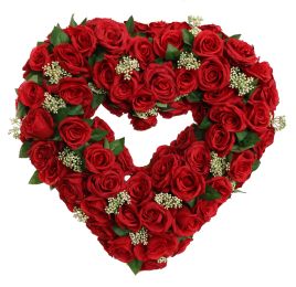 ROSE ARR ON OPEN HEART 56X15CM RED
