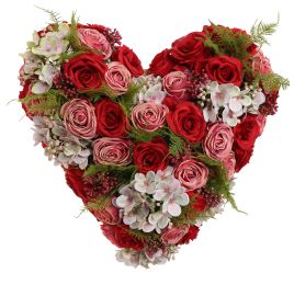 ROSE ARR IN HEART 50X16CM RED