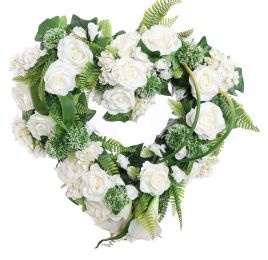 ROSE CALLA ARR ON OPEN HEART 55X16CM CREAM