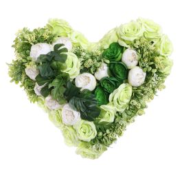 ROSE RANUNCULUS ARR ON HEART 45X15CM GREEN