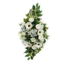 ROSE GERBERA ARR ON OVAL PLATE 80X45X22CM CREAM