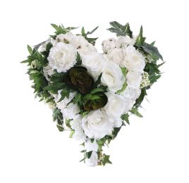 ROSE BUD BERRY ARR ON HEART 34X30X17CM WHITE