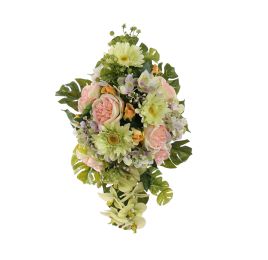 ORCHID GERBERA ARR ON CUBA 55X30X20CM GREEN PINK