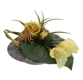 ROSE/CALLA ARRANGEMENT IN POT GREEN