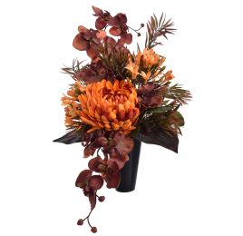 ORCHID MUM IN VASE 50CM ORANGE