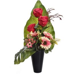 ROSE GERBERA ARR IN POT H48CM BEAUTY PINK