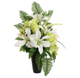 ROSE LILY ARR IN POT 25X40CM CREAM
