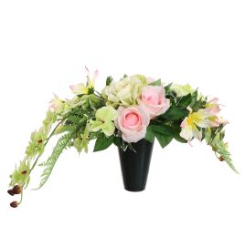 ORCHID ROSE ARR IN POT VASE 60X28CM GREEN