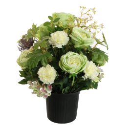 ROSE CARRNATION ARR IN PLASTIC POT D40X52CM GREEN
