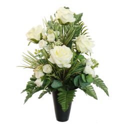 ROSE ARR IN VASE 25X45CM CREAM