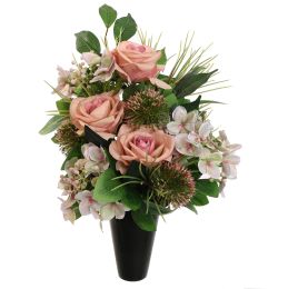 ROSE HYDRANGEA IN VASE 43CM MAUVE