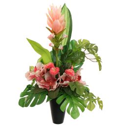 ORCHID LILY ARR IN VASE 30X55CM PINK