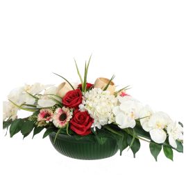 LILY ORCHID ARR IN OVAL PLASTIC POT 70X30X30CM CREAM