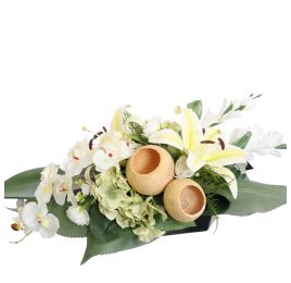 GLADIOOL LILY ARR IN RECTANGLE PLASTIC POT 60X28X22CM CREAM