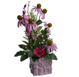 RUDBECKIA/GERBERA ARRANGEMENT IN POT LAVENDER