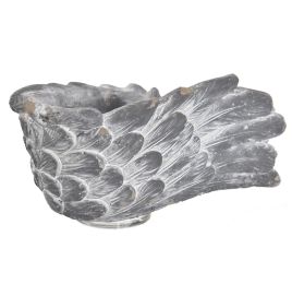 CEMENT WING PLANTER 18X10CM GREY