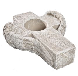 CEMENT CROSS PLANTER 21X17X7CM GREY