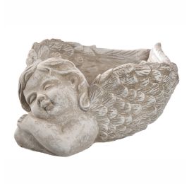 CEMENT ANGEL PLANTER 18X13X8CM GREY
