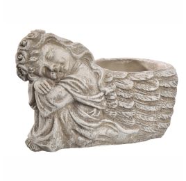 CEMENT ANGEL PLANTER 16X9X11CM GREY