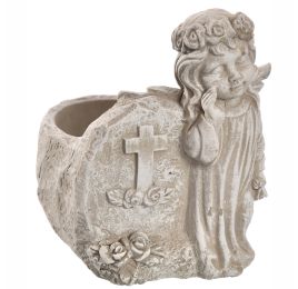 CEMENT ANGEL PLANTER 12X12X14CM GREY